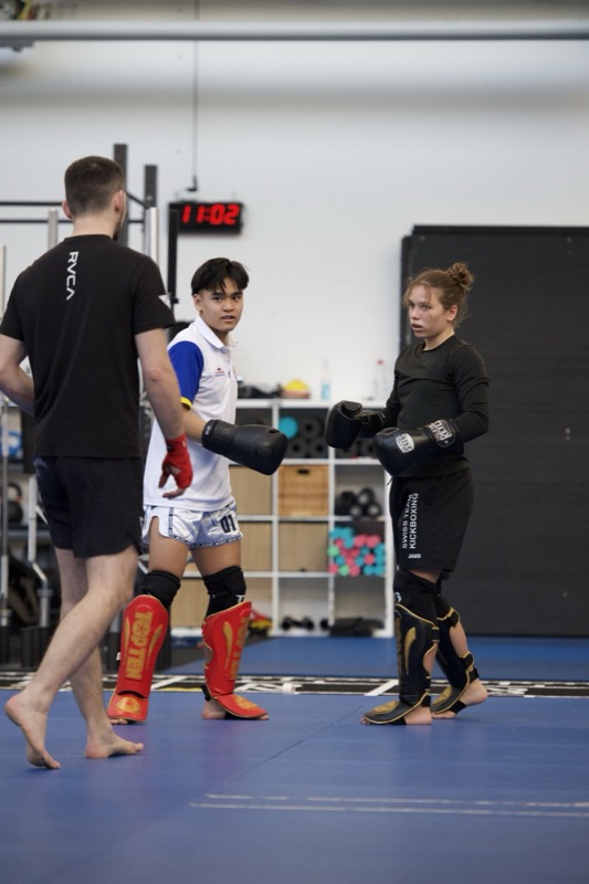 Eva Tschanz with her coach and training partner